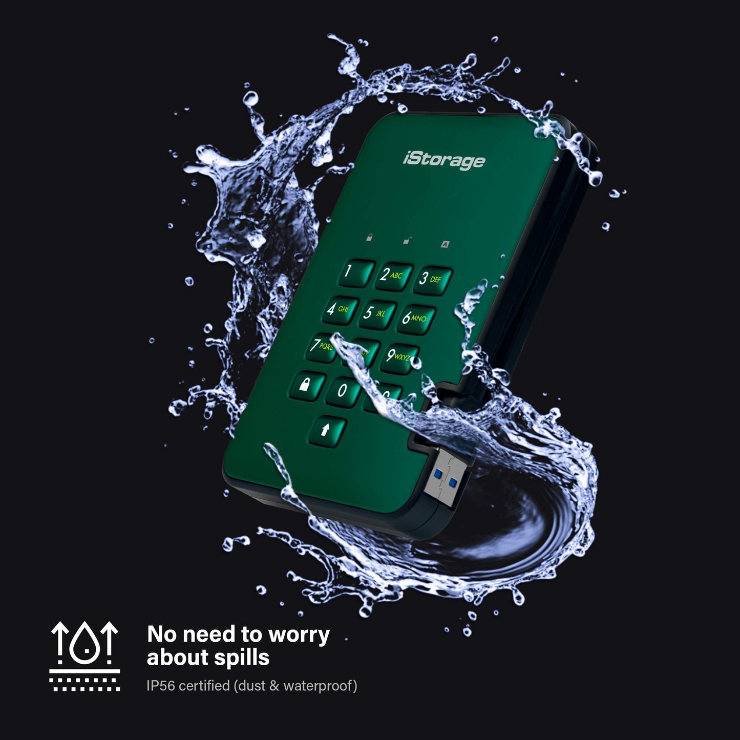 Istorage Diskashur2 Ssd 128Gb Green | Secure Portable Solid State Drive | Password Protected | Dust & Water Resistant | Hardware