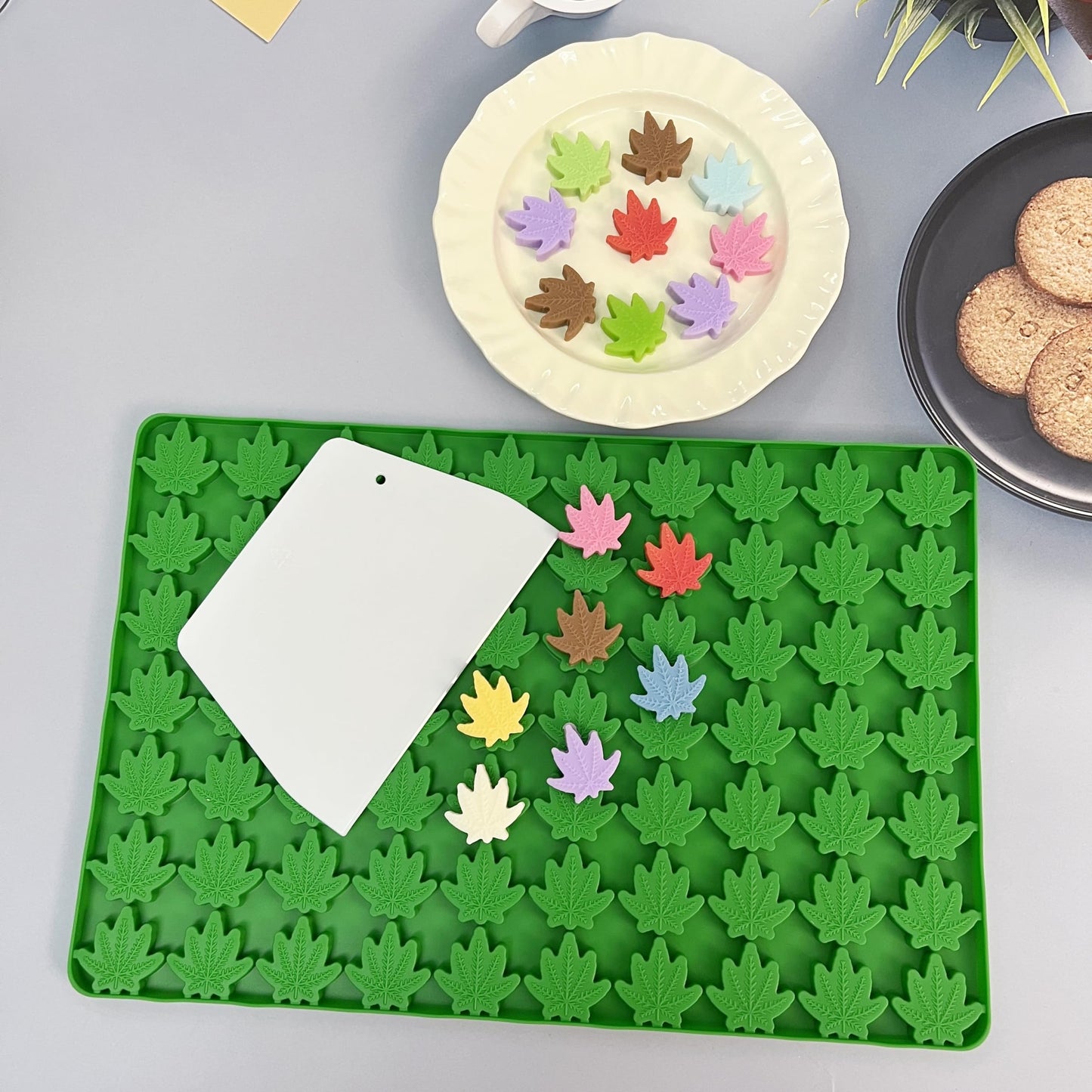 Tadonyny Leaf Silicone Molds For Chocolate Gummy Candy, Leaf Wax Melts Molds with Scraper (leaf)