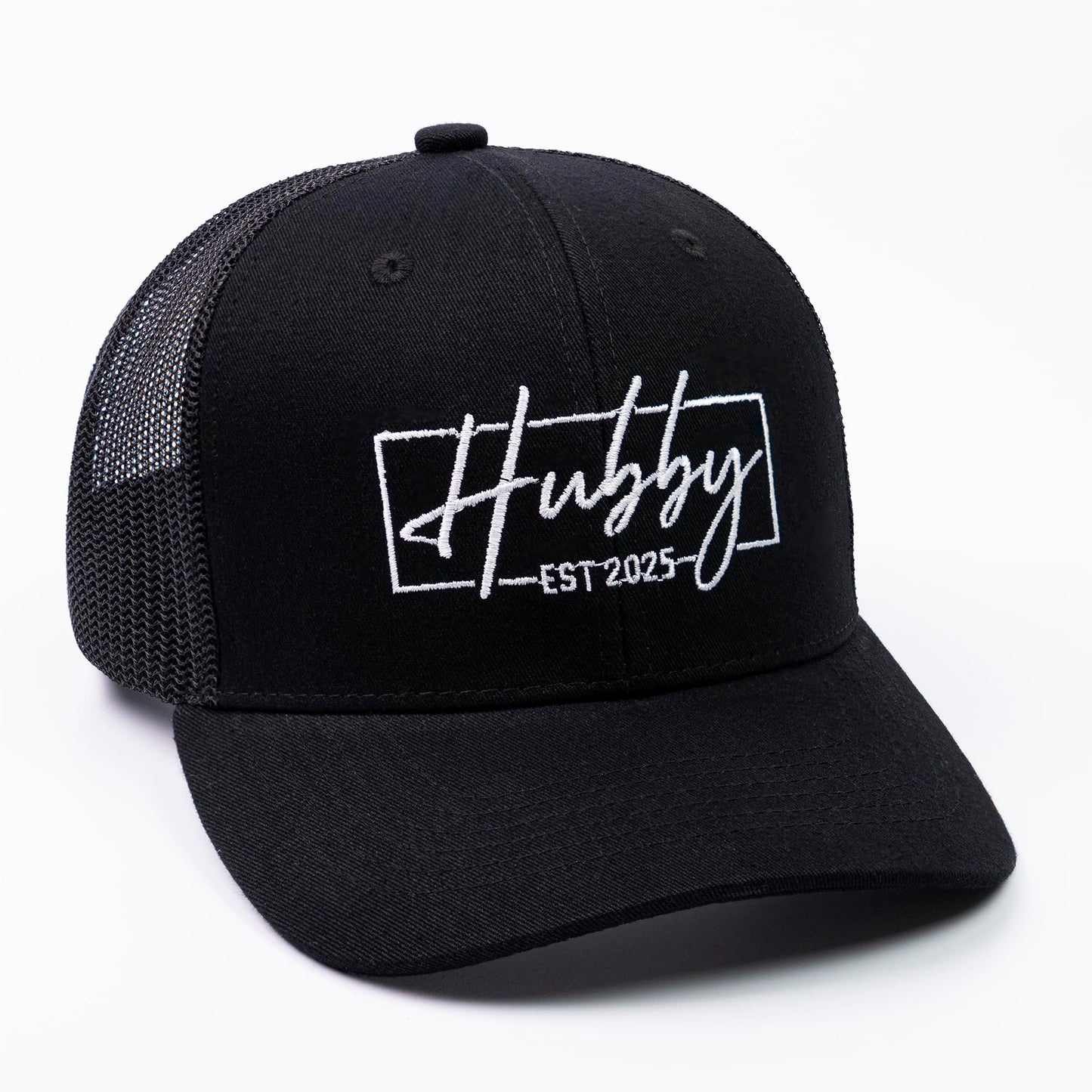 68LDROOTER Hubby & Wifey EST 2025 Trucker Hat Set – Matching Hats for Couples, Bridal Shower Gifts, Wedding Keepsakes, Newlywed for Him & Her