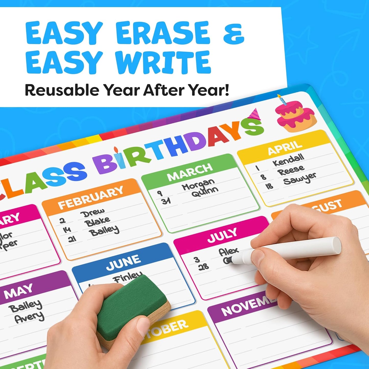 Momo & Nashi Happy Birthday Poster For Classroom 2pc - Back to School Supplies Classroom Birthday Chart Poster Bulletin Board Decorations for Teacher Elementary & Kindergarten