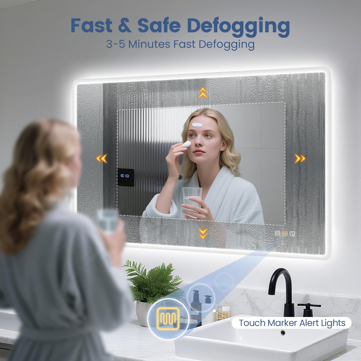 STARLEAD 28"x36" LED-Bathroom-Mirror-with-Lights, Wall-Mounted with Bluetooth Speaker, Anti-Fog, 3 Color Temperature, Dimmable Brightness, Waterproof, Tempered Glass, Frontlit & Backlit