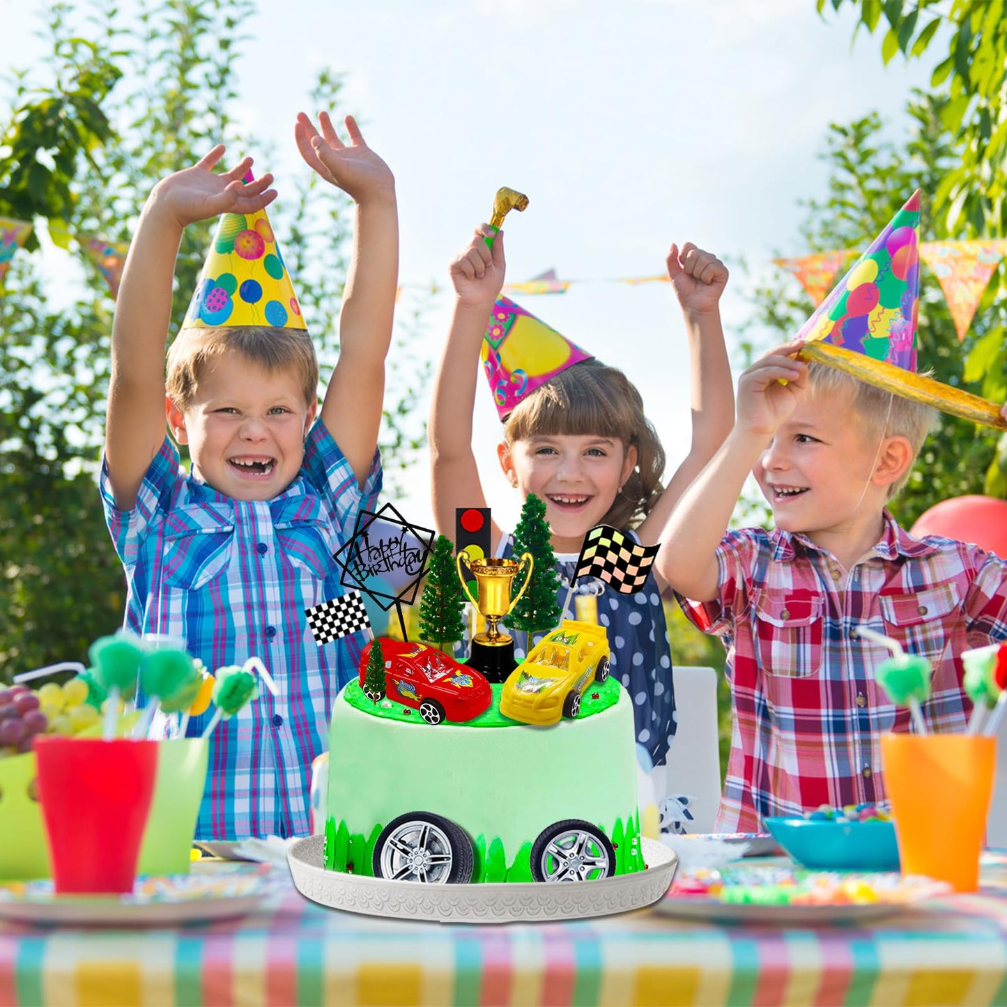 MEMOVAN Racing Car Cake Decorations 38pcs Racing Car Cake Topper Birthday Cake Decoration for Boy's Kids Racing Car Theme Birthday Supplies Party Favors