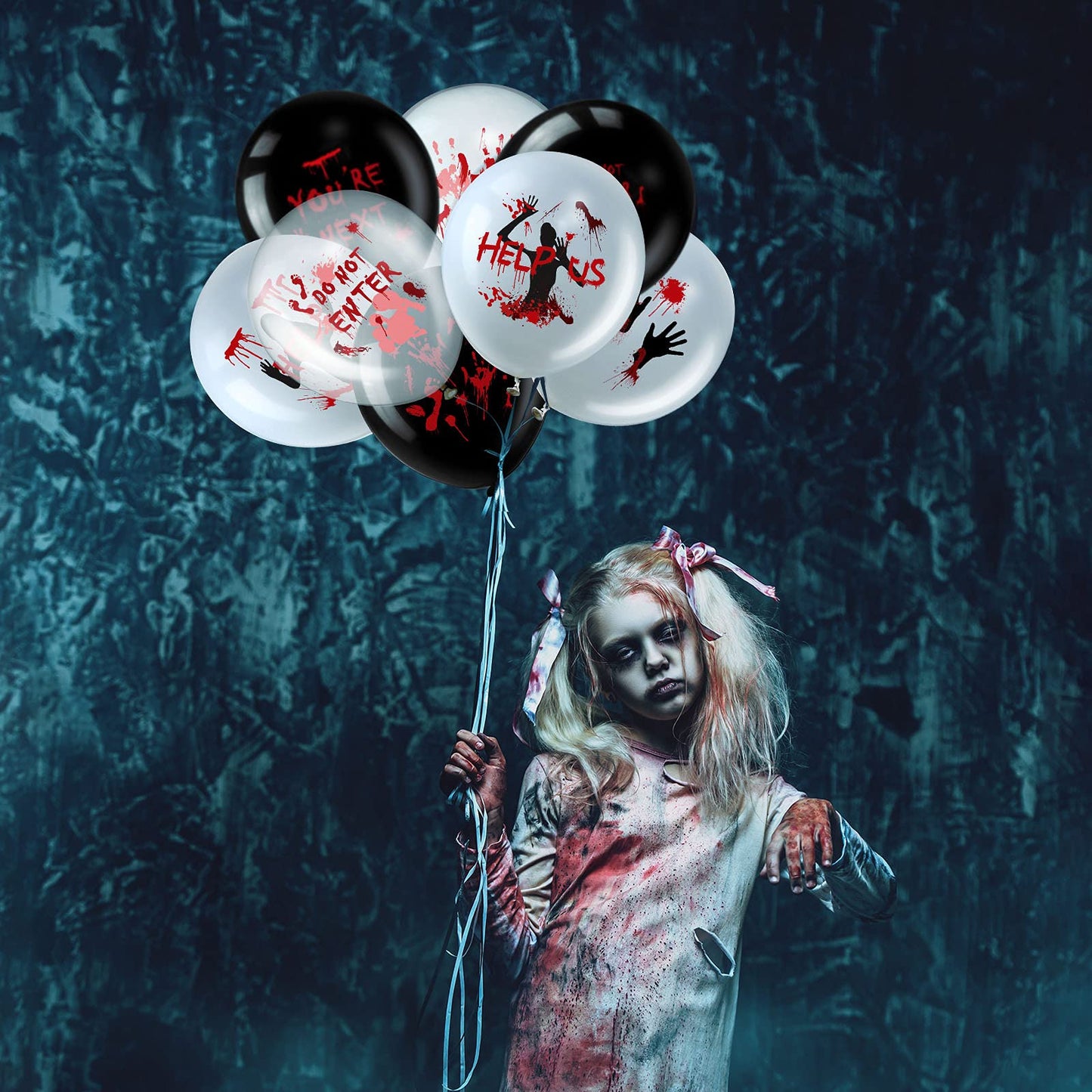 Aoriher 45 Pcs Scary Halloween Balloons 12 Inches Bloody Latex Balloons Eye Blood Splatter Decorations Horror Zombie Decor for Birthday Vampire Haunted House Party Supplies(Scared Style)