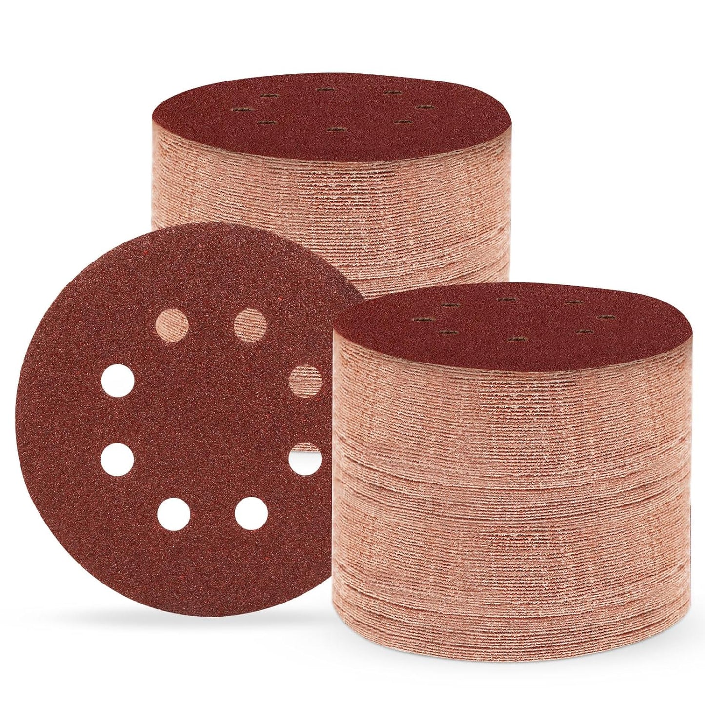 5 Inch 8 Hole Sanding Discs, 150 PCS 60 Grit Hook and Loop Sandpaper, Round Aluminum Oxide Sand Paper Discs for Random Orbital Sander