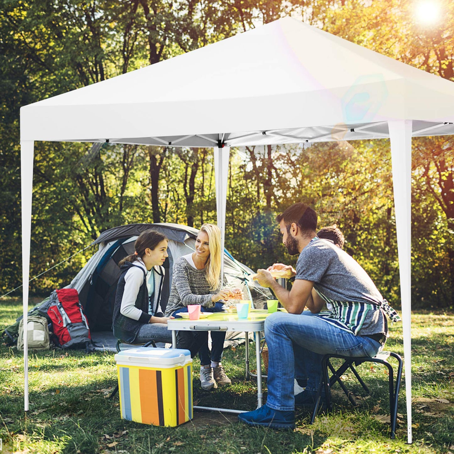 COBIZI Canopy 10x10 Pop Up Canopy Tent with 4 Sidewalls Party Tents for Parties Weddings Backyard Waterproof Canopy Outdoor Commercial Canopy Event Tent with Stakes, Ropes, White