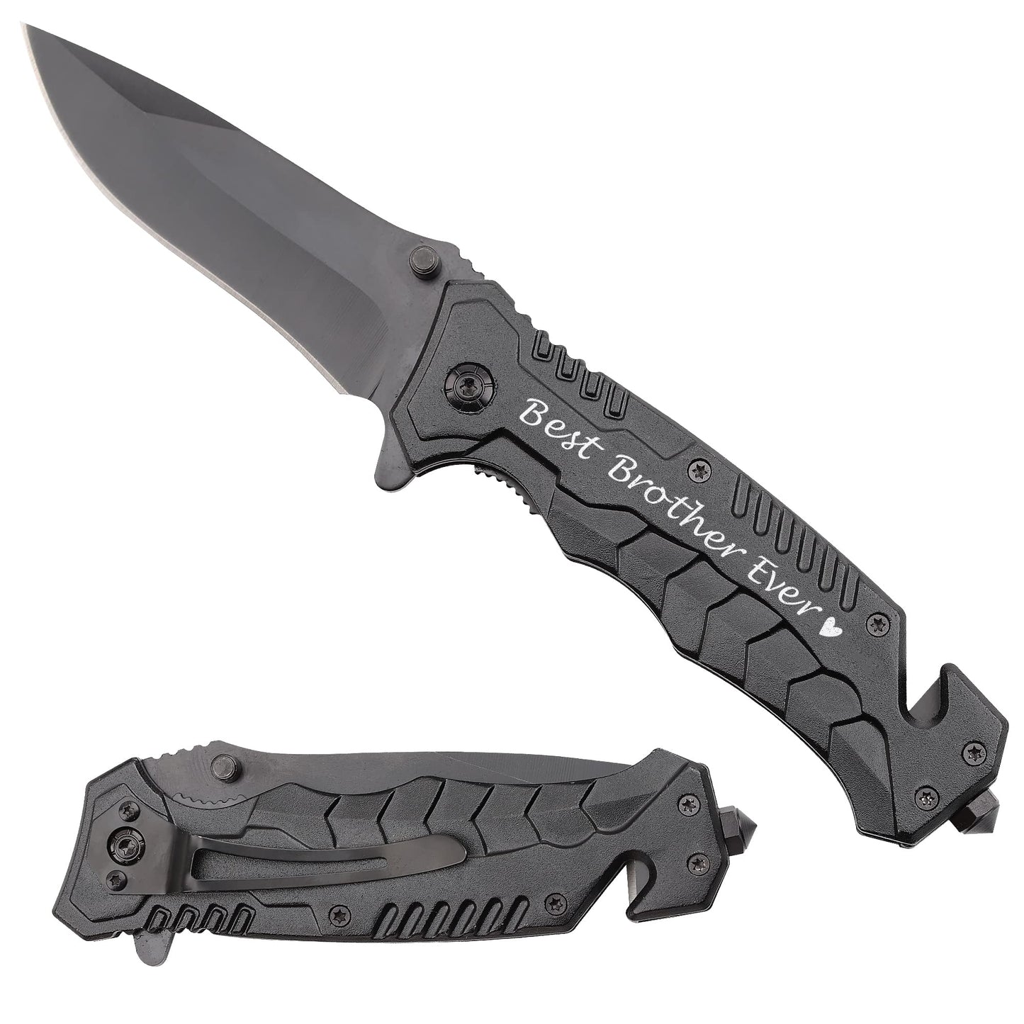 Best Brother Ever - Engraved Pocket Knife for Birthday, Christmas, Graduation - Multifunctional Folding Knife Gift from Sister
