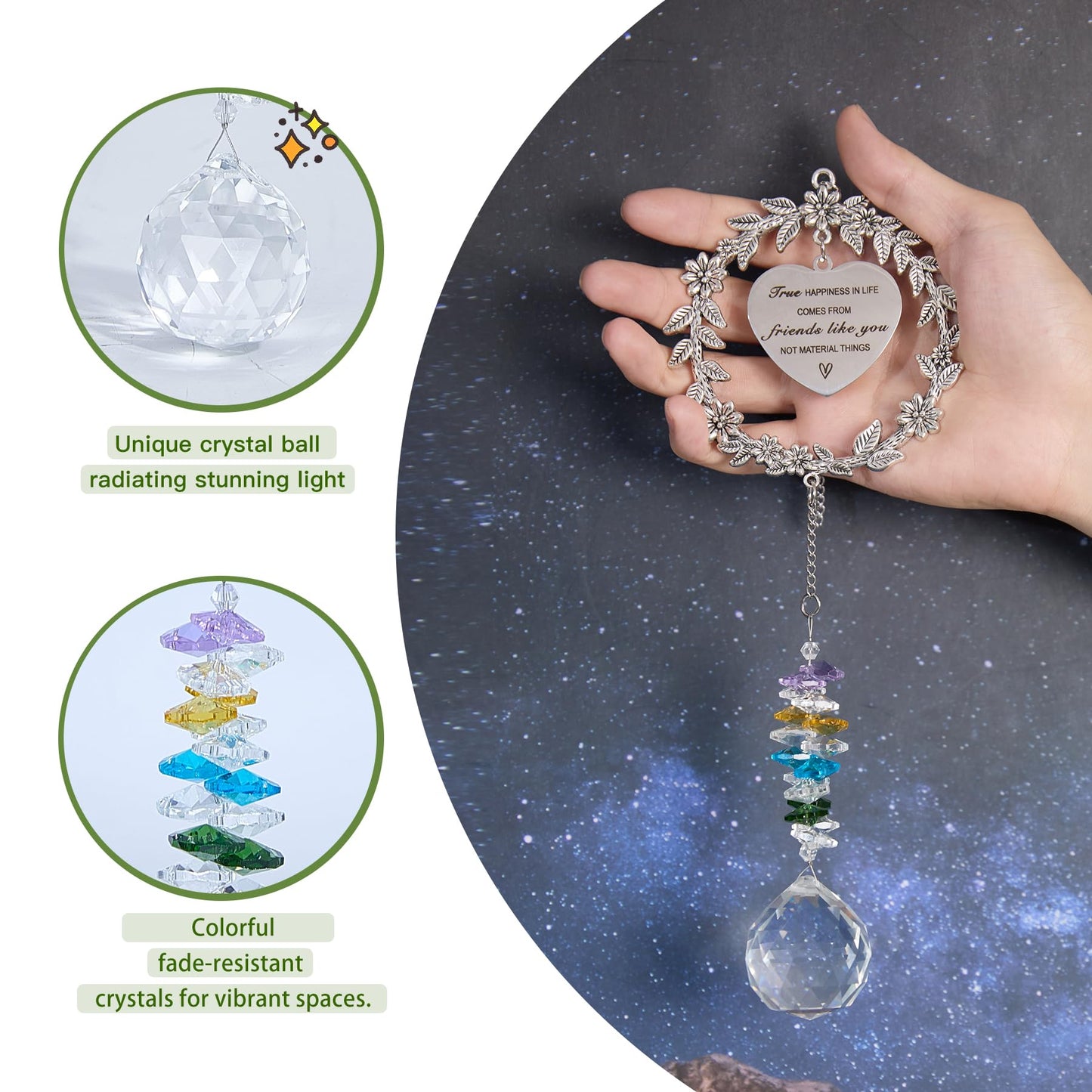 Friend Gifts Unique Friendship Gifts for Women,BFF, Bestie-Best Friend Birthday Gift, Hanging Rainbow Crystal Suncatcher Ornament