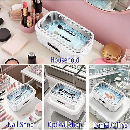Ultrasonic Jewelry Cleaner, Ultra Sonic Cleaning Machine with 48KHz 4 Modes 400ml 304 Stainless Steel Tank for Glasses Ring Necklace Watch Strap Denture Retainer,Home and Travel Use Gift for Women Men