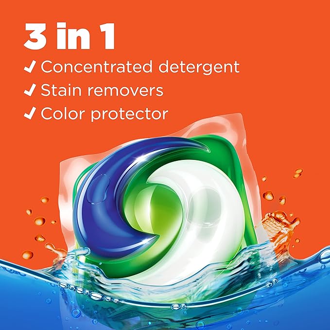 Tide PODS laundry detergent pacs, 3-in-1 Stain Remover, Odor Fighter, Color Protector, 57 Count, HE compatible, Original Scent