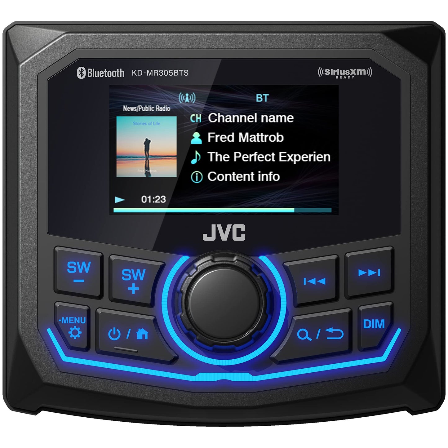 Jvc Kd-Mr305Bts Marine Guage Receiver Weatherproof, 2.7 Inch Lcd, Built In Amplifer, Bluetooth, Digital Media Mp3 Player, No Cd
