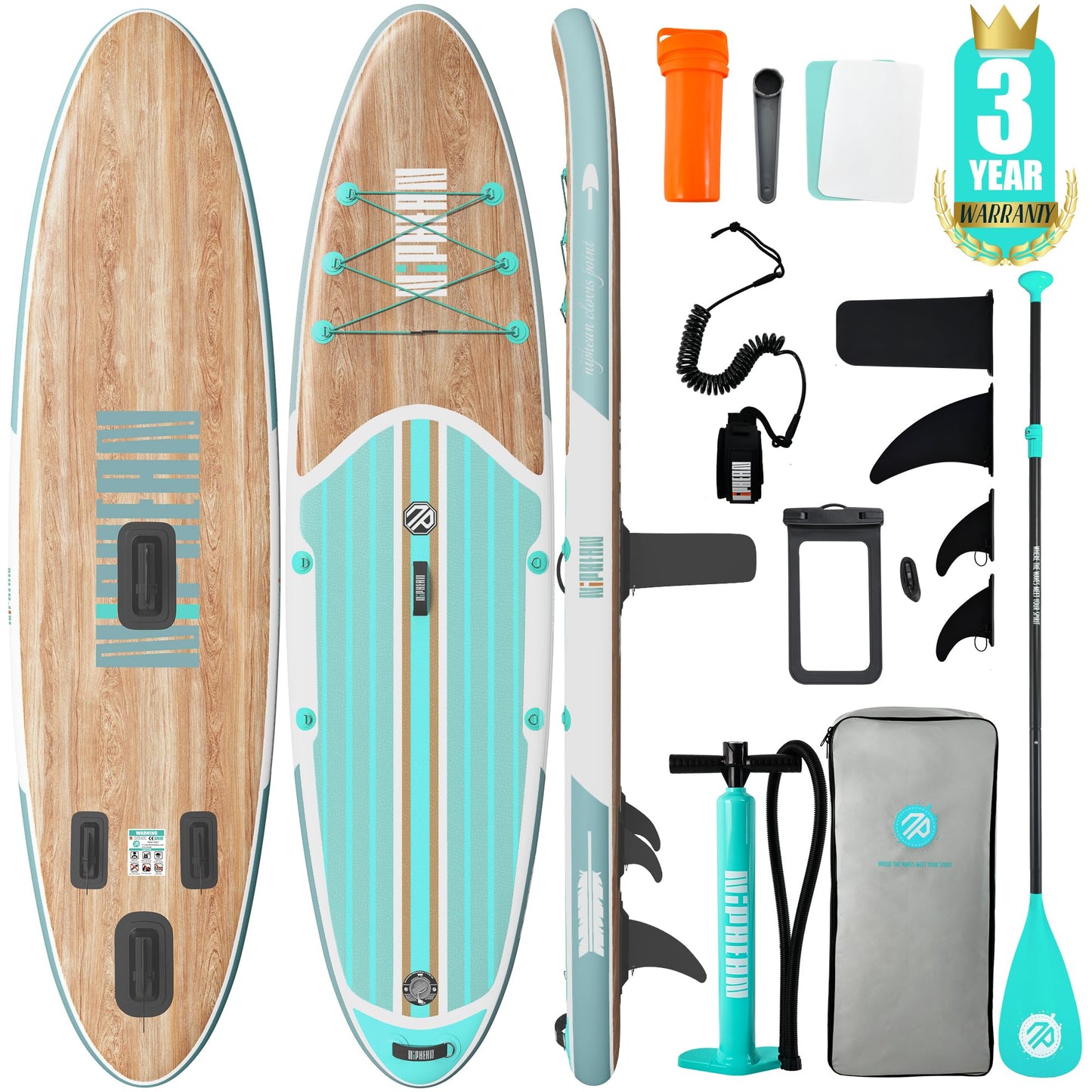 Niphean Inflatable Stand Up Paddle Board with Stabiltrac Fin Design and SUP Accessories, Anti-Slip EVA Deck, 10’6’’ Inflatable Paddle Boards for Adults & Youth of All Skill Levels