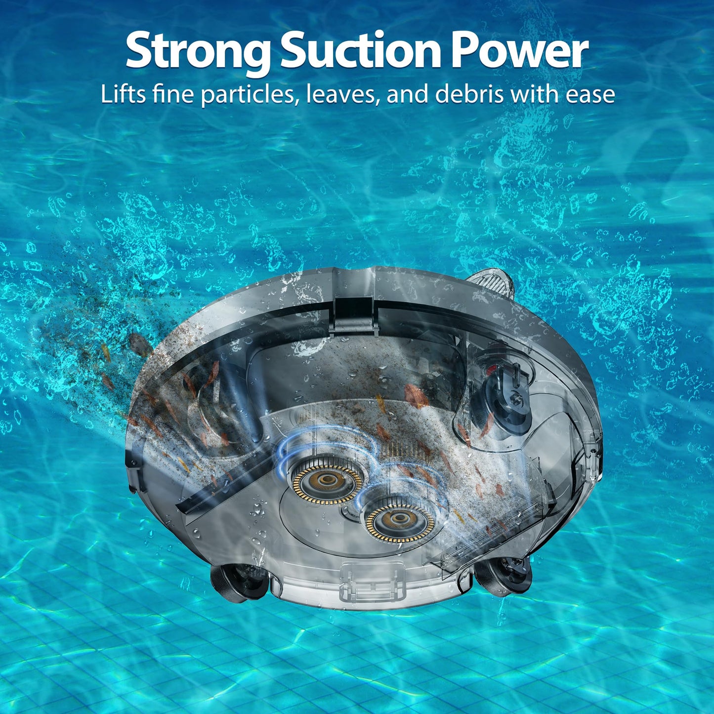 Redroad Cordless Robotic Pool Cleaner, Automatic Pool Vacuum Lasts 150Mins, Powerful Suction, Self-Parking, Maximum Climbing Angle 18 Degrees, Lightweight for Above/Inground Pools Up to 1200 Sq.Ft