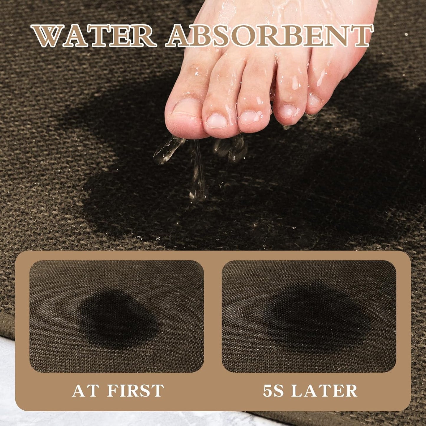 chakme Bathroom Rugs Mat 47x24, Ultra Thin Non Slip Bath Mat Large Quick Dry Absorbent Bath Mat for Bathroom Floor, (Brown, 47"x24")