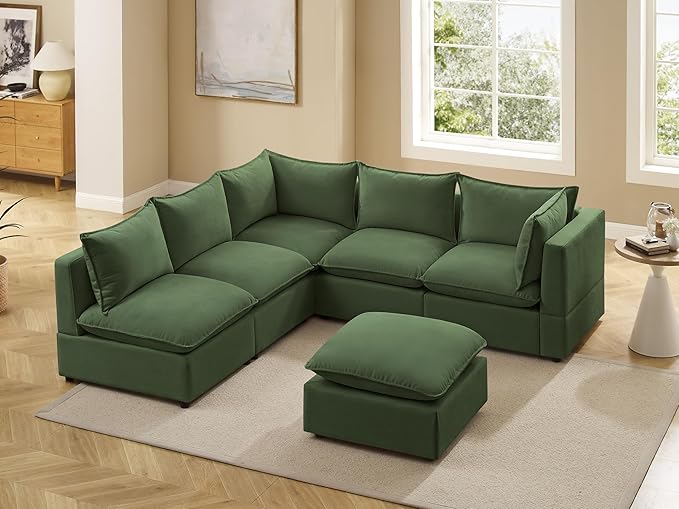 VANOMi Modular Sectional Sofa, Fully Modular Convertible Sleeper Sectional Couch with Reversible Chaise, 6 Seater for Living Room