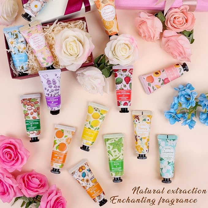 24 Pack Hand Cream Gift Set For Women, Mini Hand Lotion Travel Size in Bulk for Dry Cracked Hands, Graduation Gifts, Teacher Appreciation Gifts, Thanksgiving gift, Bridesmaid Gift,Party Favors