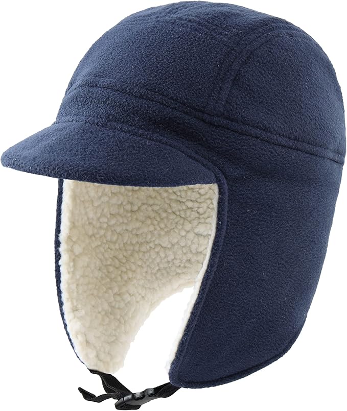 Connectyle Men's Sherpa Lined Warm Winter Hats with Visor Windproof Earflap Hat Outdoor Thermal Skull Cap Trapper Hat
