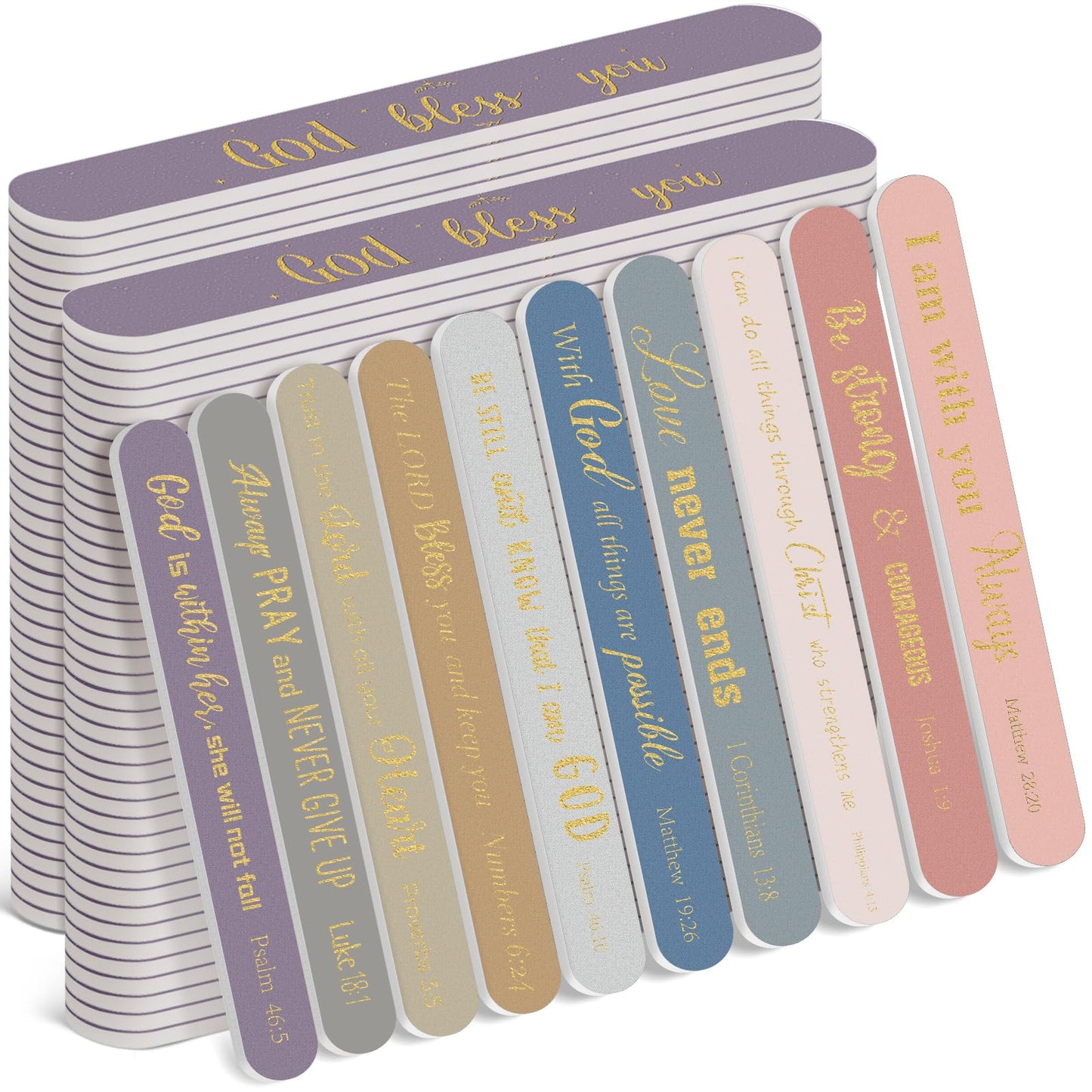 Lanties 50 Pack Christian Gifts for Women Bulk Bible Verse Scripture Nail Files Christian Religious Party Emery Boards Employee