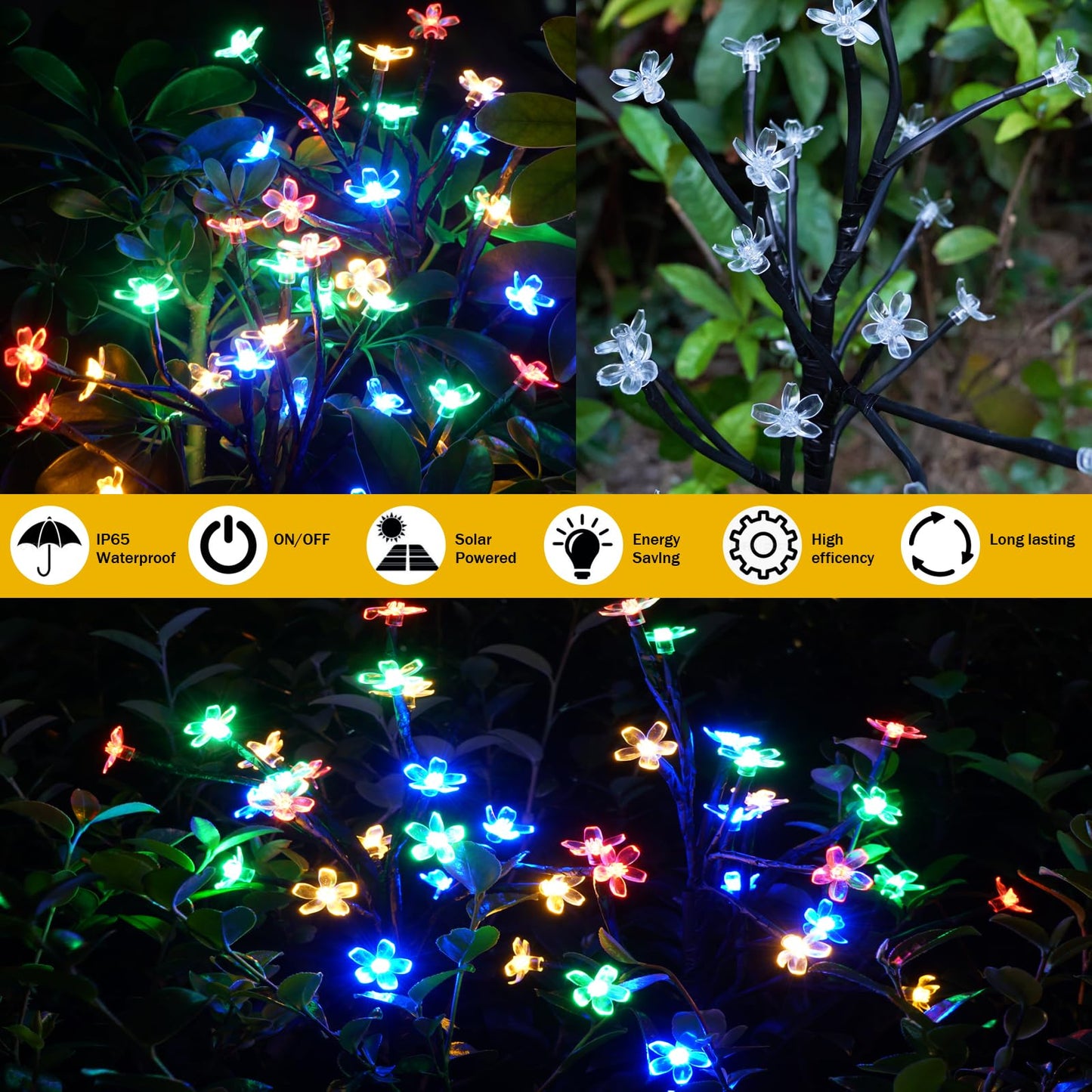 IUEECEN Solar Garden Lights Garden Decor, Solar Flowers Outdoor Decorative,2Pack 40LED Fairy Solar Lights Outdoor Waterproof Outside Yard,Patio,Pathway Decorations,Gardening Gifts for Women Mom