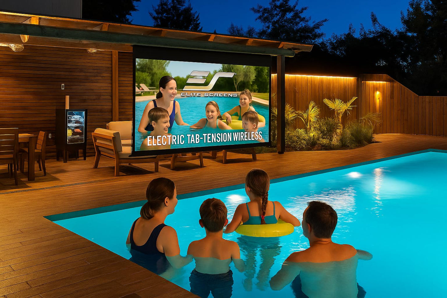 Elite Screens Yard Master 140-INCH Tab-Tension Wireless Outdoor Projector Screen – Built-in Battery, IP33 Rated Water-Resistant Backyard Movies Outdoor Entertainment, OMS140WHT2-ELECT-BAT