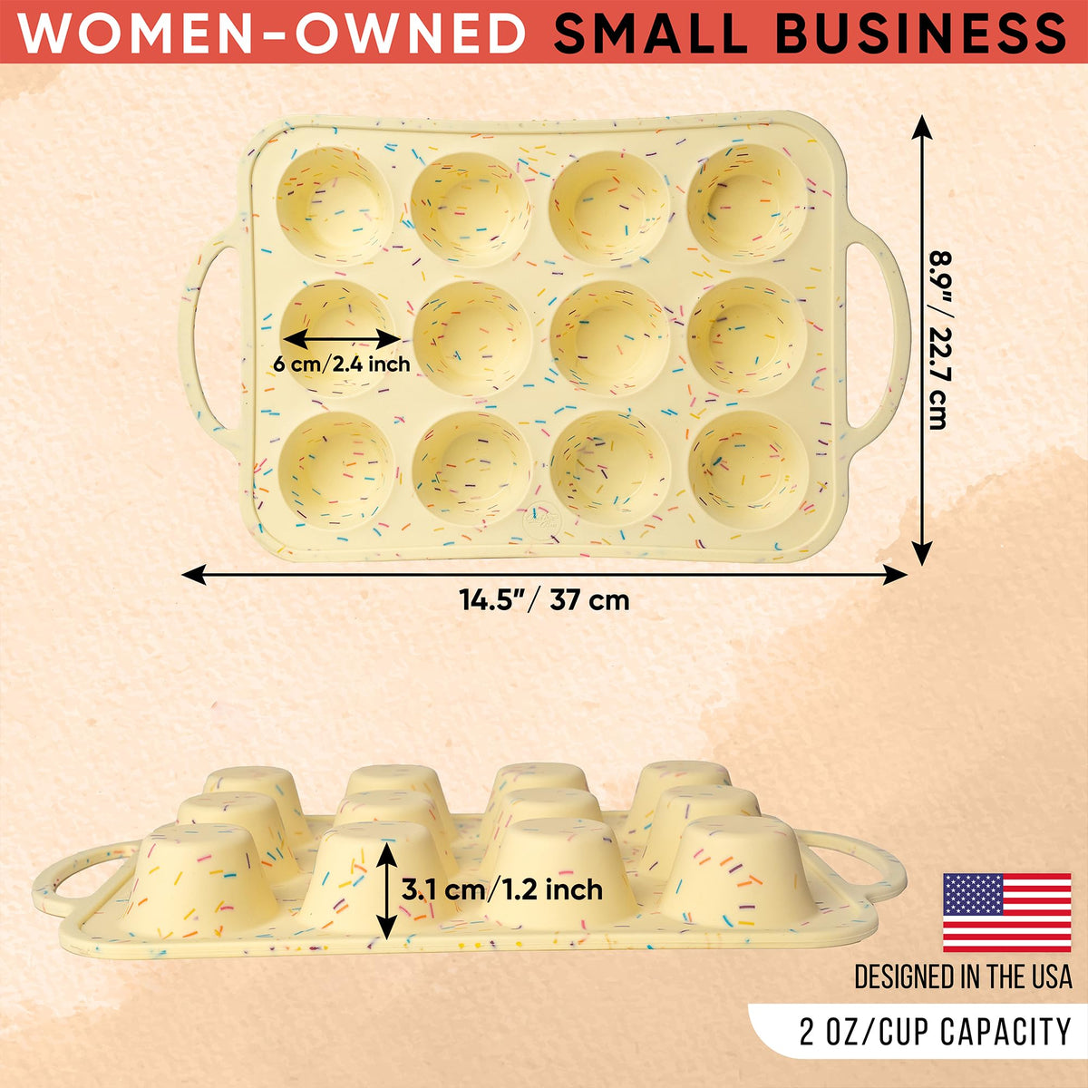 BAKE BOSS 2 Pack Silicone Mini Muffin Pan 12 Count – Non-Stick Silicone Muffin Pans for Baking, BPA-Free Cupcake Pans for Baking, Easy Release, Metal Handles, Oven & Dishwasher Safe