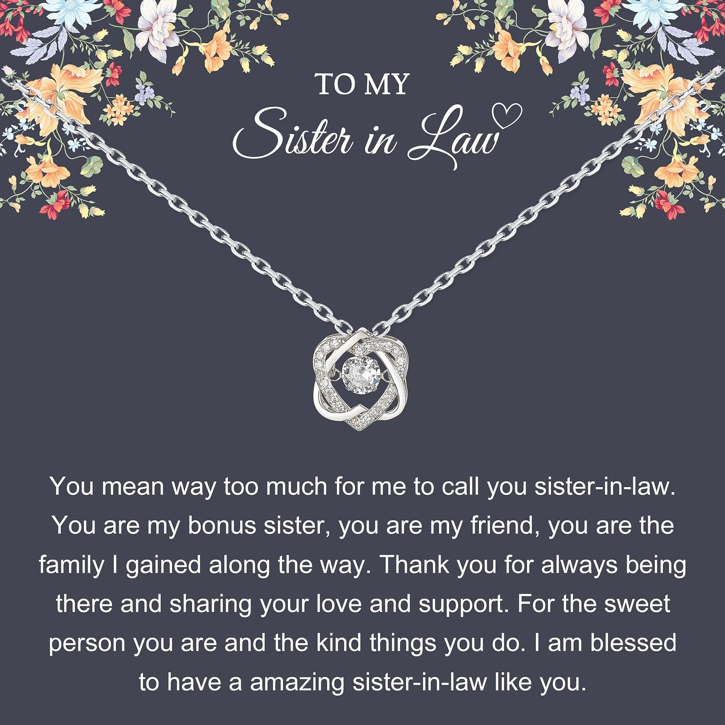 NOURISHLOV Sister Gifts, Sterling Silver Interlocking 2 Hearts Necklace Gift for Sister In Law, Sisters Birthday Gift Ideas, Expecting Mom, Best Friend Christmas Gifts