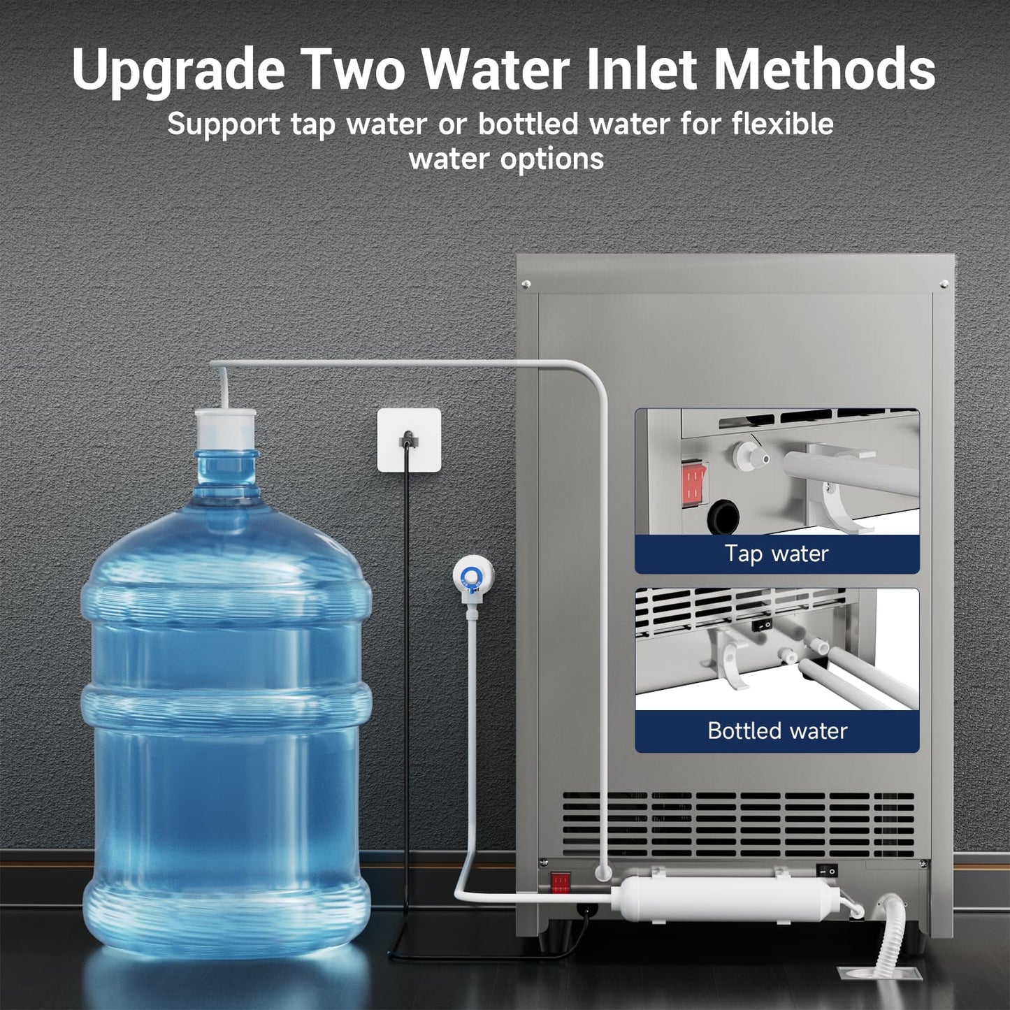 Commercial Ice Maker Machine 200LBS/24H, 40LBS Storage Stainless Steel Under Counter or Freestanding Ice Machine, Self-Cleaning, 55 Cubes per Cycle, Ideal for Bars, Restaurants, and Cafes