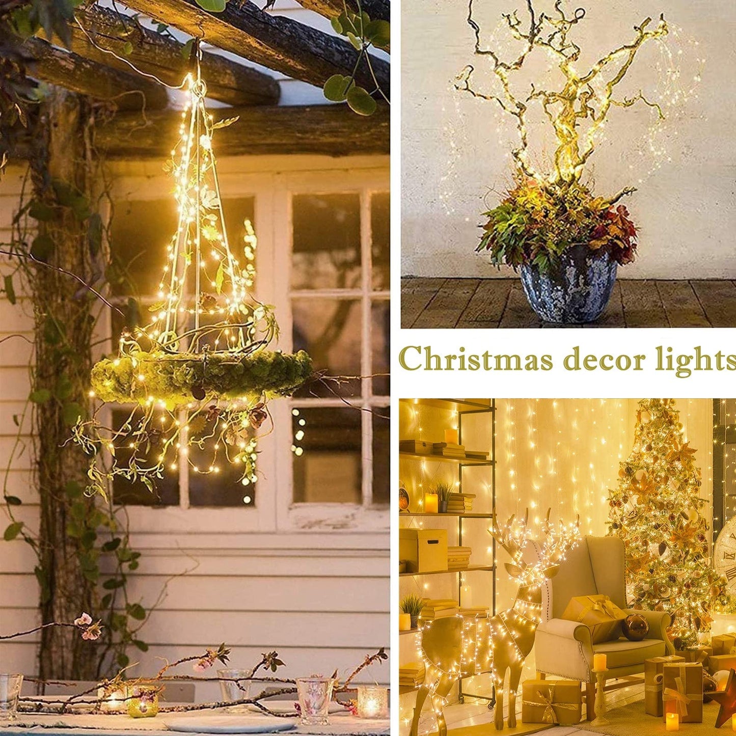 YITING 10 Strands 200 LEDs Solar Powered Twinkle Firefly Bunch Lights Waterproof (No watering can) 8 Modes Fairy Starry String Lights Decorative Vine Solar Lights for Outdoor Garden Christmas Tree