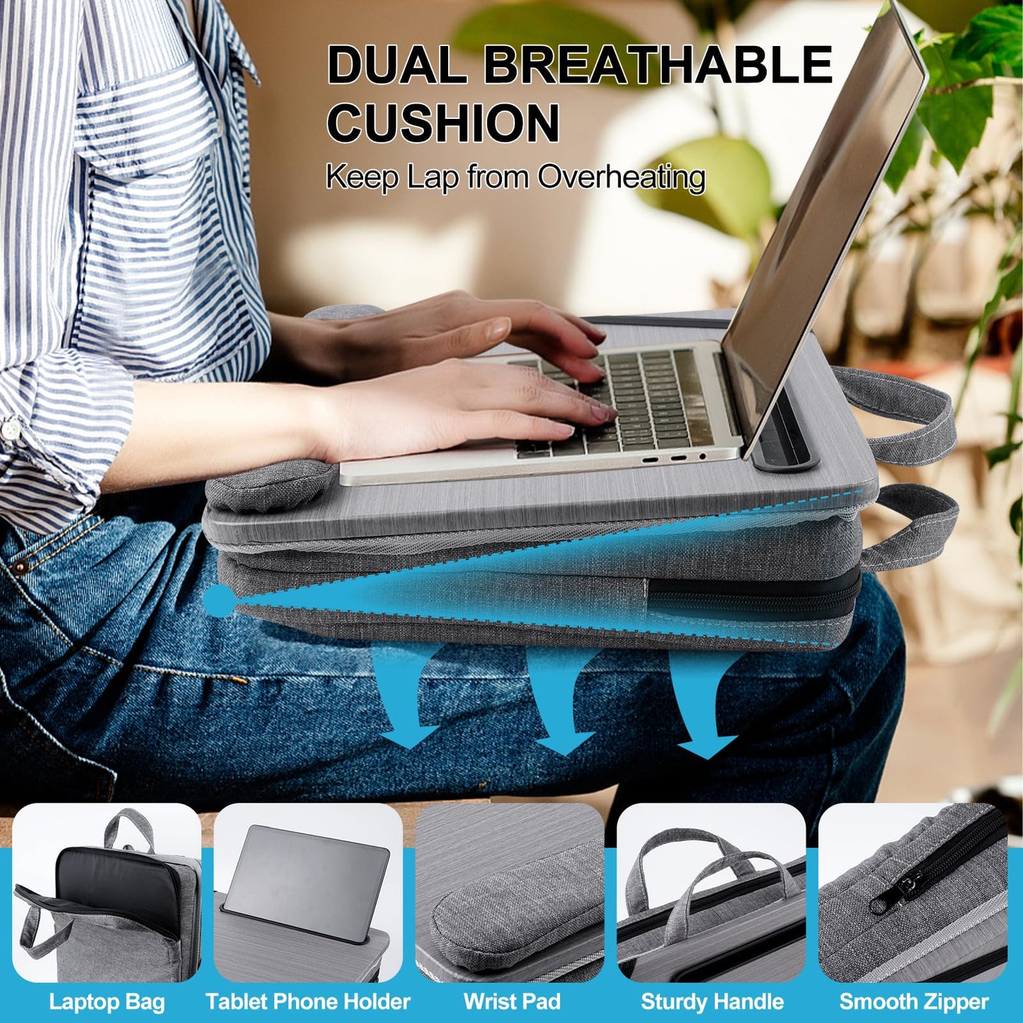 Cloudtrip Portable Lap Desk with Cushion and Storage Bag - 15.6 in Laptop Storage Home Office Workstation for Couch or Bed, Computer Laptop Stand