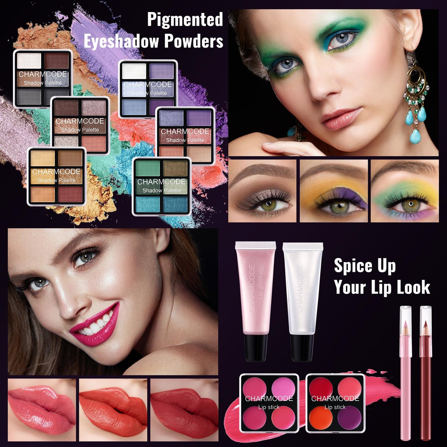 Makeup Kit for Teen Girls & Women Full Kit, Beauty Train Case with Starter Cosmetic Set, Make Up Valentine Gift Box with Eyeshadow,Lipgloss,Highlighter,Blush,Lip&Eye Pencils,Brush & More(Purple)