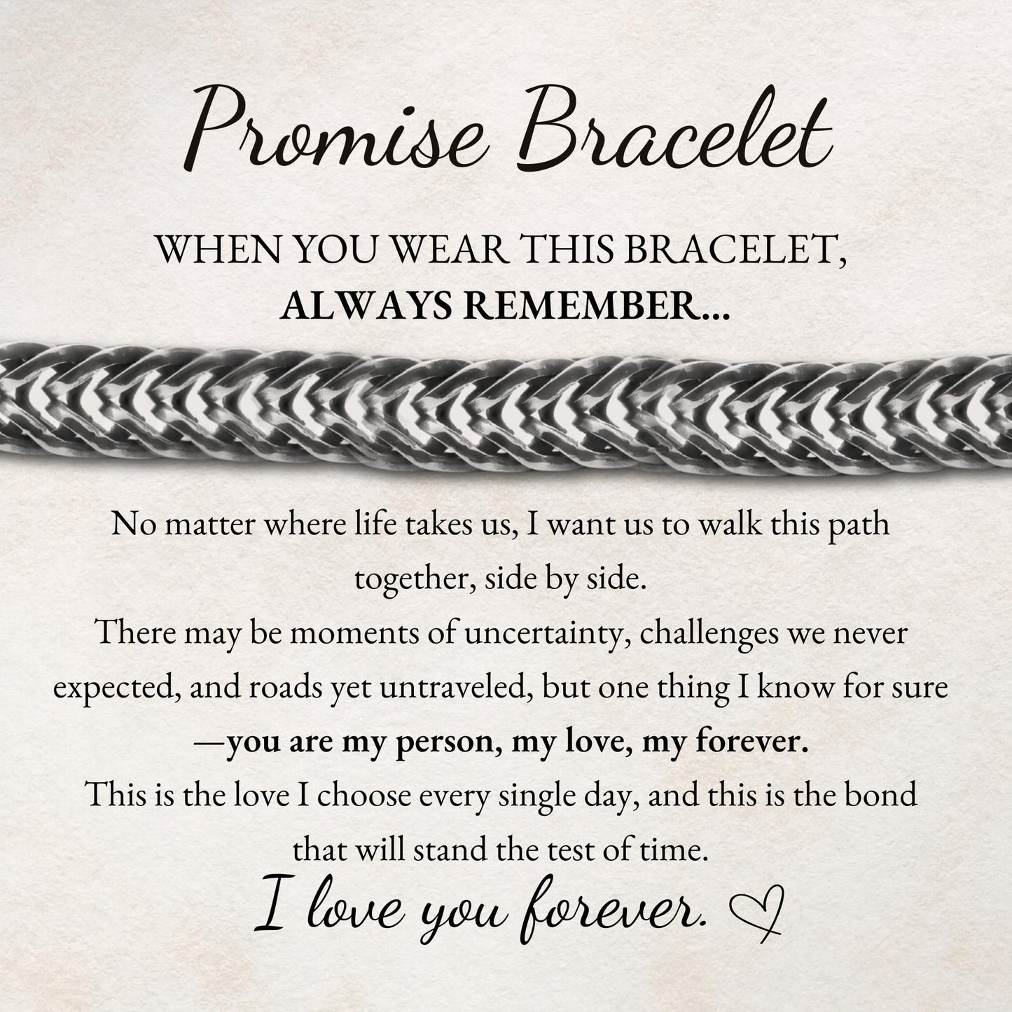Galis Promise Bracelet For Boyfriend - Premium Stainless Steel Mens Bracelet, Silver Plated Non Tarnish - Romantic Gift Set with Message Card - Birthday, Anniversary, Valentine's Day
