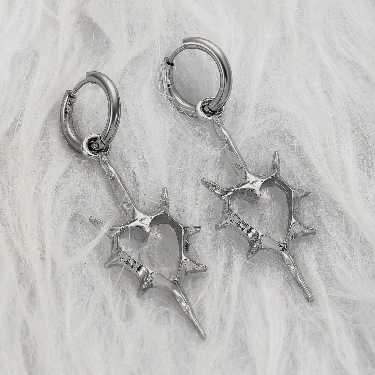 Gothic Punk Heart Shape Spike Earrings Huggie Hoop Earrings Halloween Christmas New Year Goth Jewelry Gift for Women-Style A