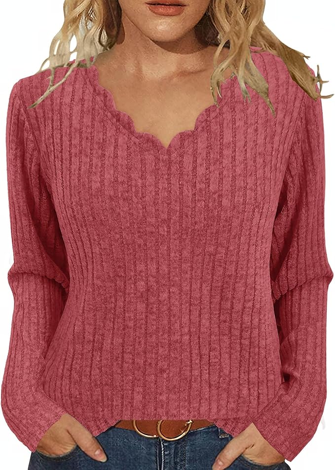 JomeDesign Womens Sweaters Casual Long Sleeve V Neck Lightweight Tunic Pullover Sweater Tops