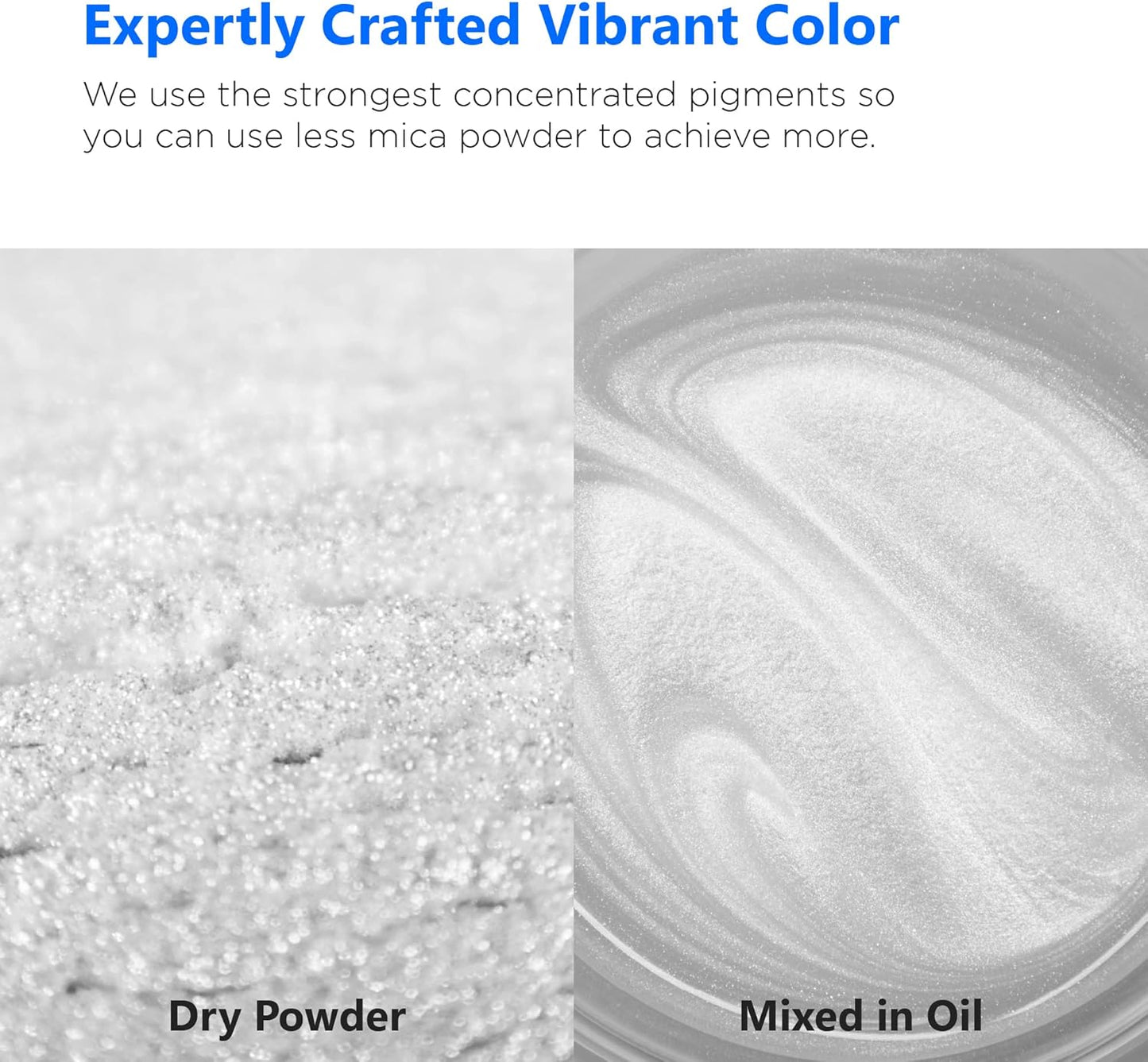 Rolio Premium Mica Powder - Ice Crystals (50G / 1.76oz) - 1 Jar of White Pigment Powder for Epoxy Resin, Dye, Soap Making, Nail Polish, Paint, Candle Making, Bath Bombs, Slime