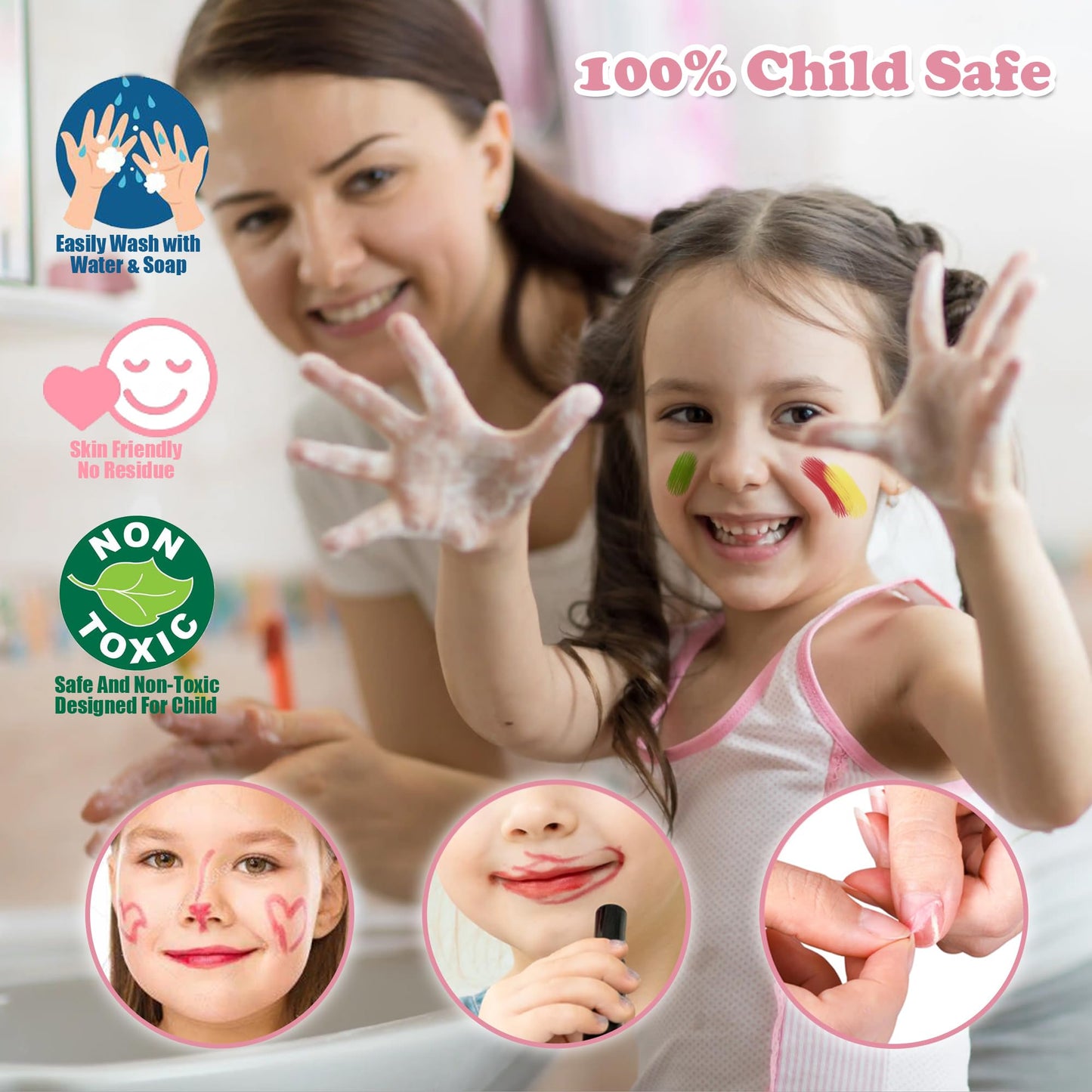 Kids Washable Makeup Girls Toys - Real Makeup Kit for Little Girls, Kid Make up Set for Toddlers Children Princess Dress Up Christmas Birthday Gifts Toys for 3 4 5 6 7 8 9 10 11 12 Year Old Girls