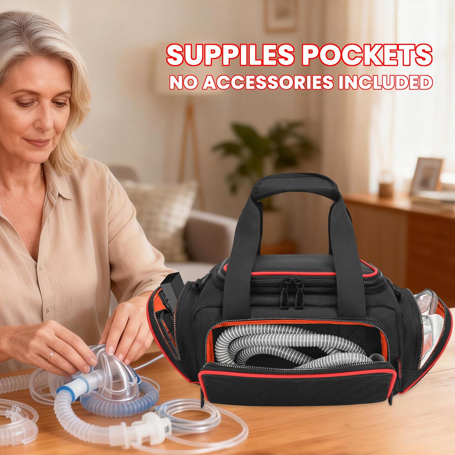 FURIMETY CPAP Travel Bag Compatible with ResMed AirSense 10, Portable CPAP Supplies Bag for AirSense 11, AirSense 10 Elite, AirStart 10, Philips Dreamstation, 3B Medical Luna G3, XT Fit, Black