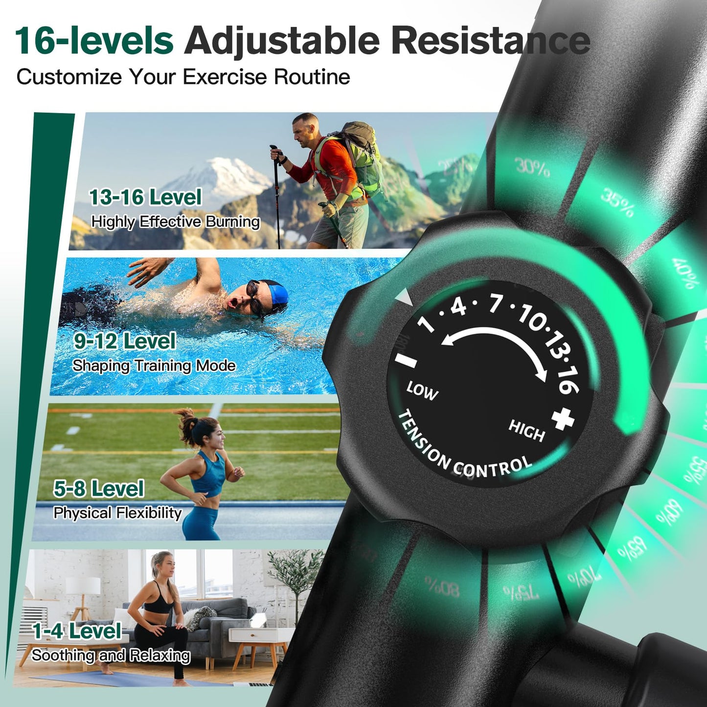 pooboo Elliptical Machine, Elliptical Exercise Machine with 16-Level Resistance&Quiet Magnetic Driving System