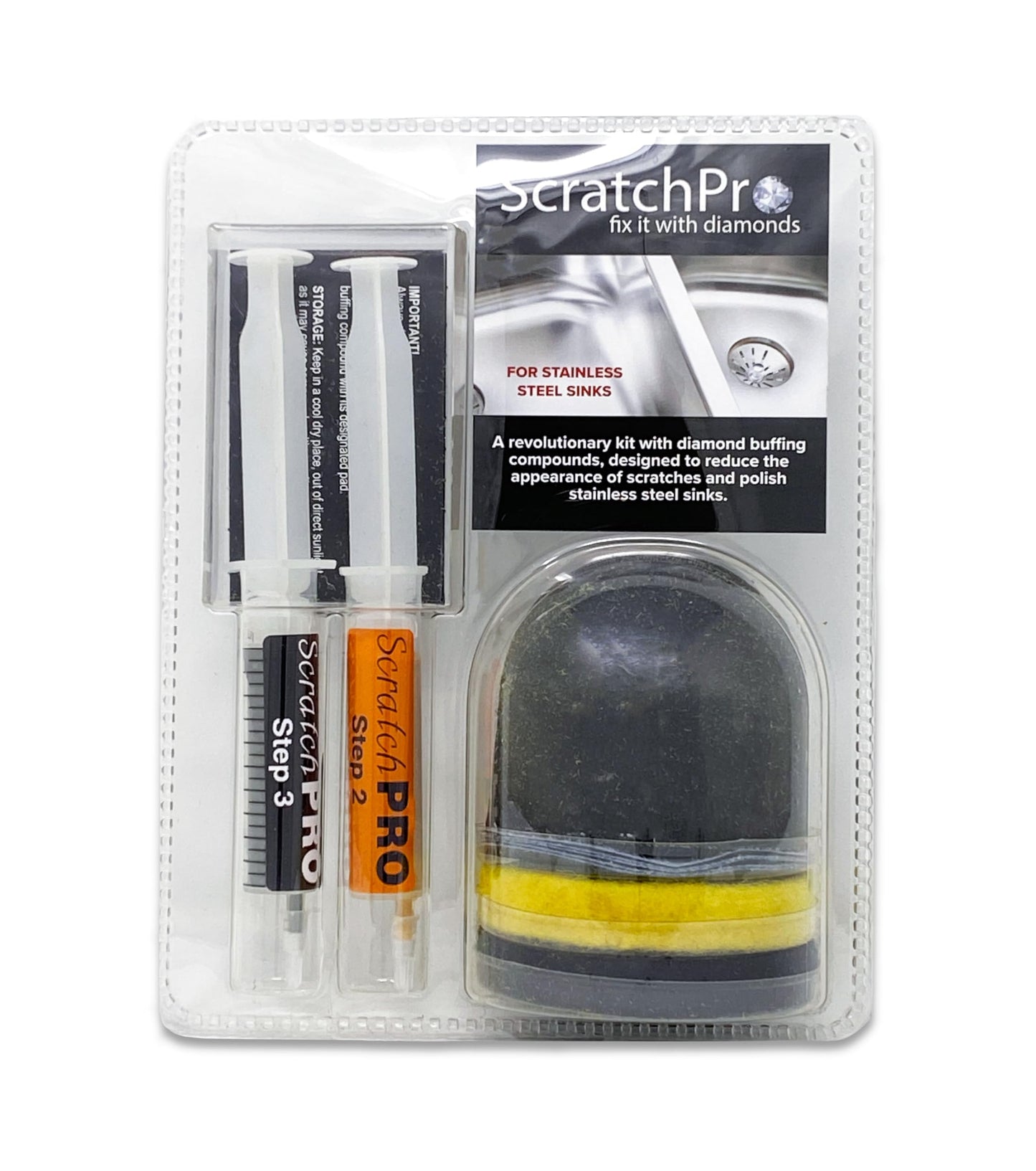 Scratch Remover Kit for Polishing and Repairing Stainless Steel Sinks, with Diamond Buffing Compounds, to Reduce The Appearance of Ugly Scratches and Polish Sink for Factory Fresh Look in No Time