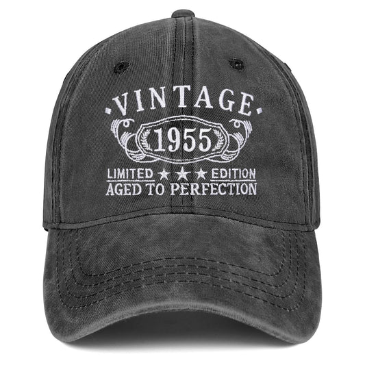 70th Birthday Gifts for Men Dad Women Unique Cool Vintage 1955 Funny Baseball Cap Happy Gifts Ideas (Black)