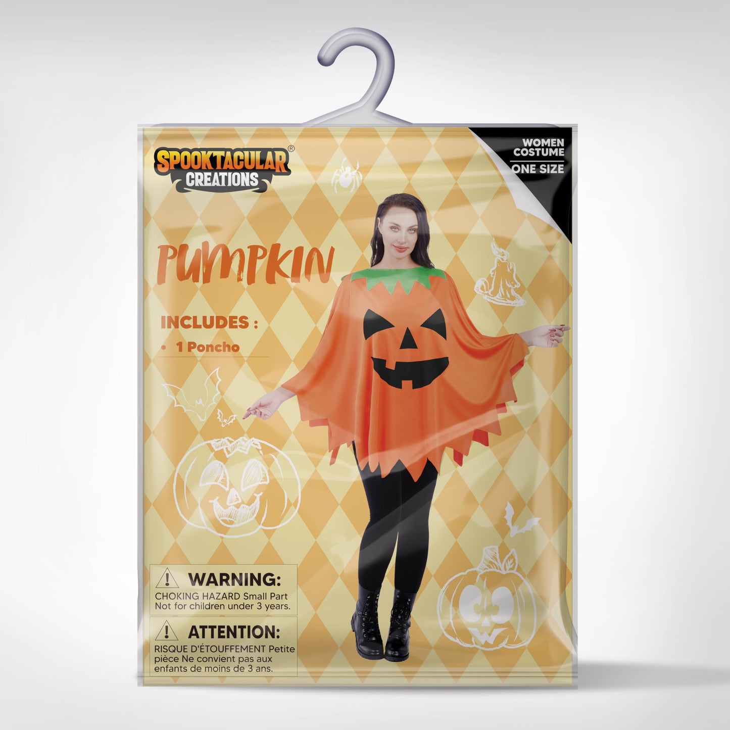 Spooktacular Creations Women Pumpkin Poncho Costume Adult, Pumpkin Costume Set, Halloween Costumes for Women Role Play