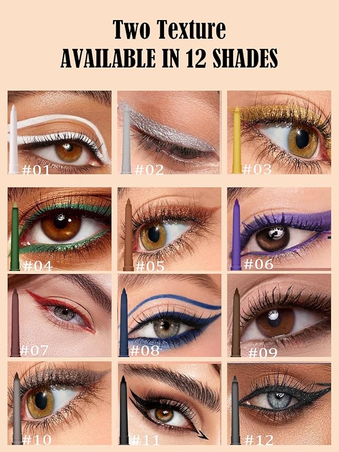Green Gel Glitter Eyeliner Pencil, Metallic Waterproof Smudge-Proof Creamy Retractable Smooth Eye Liner pencil, Hypoallergenic Long Lasting Eyeliner Brightener Pen Crayon Eye Makeup Gift for Women#04