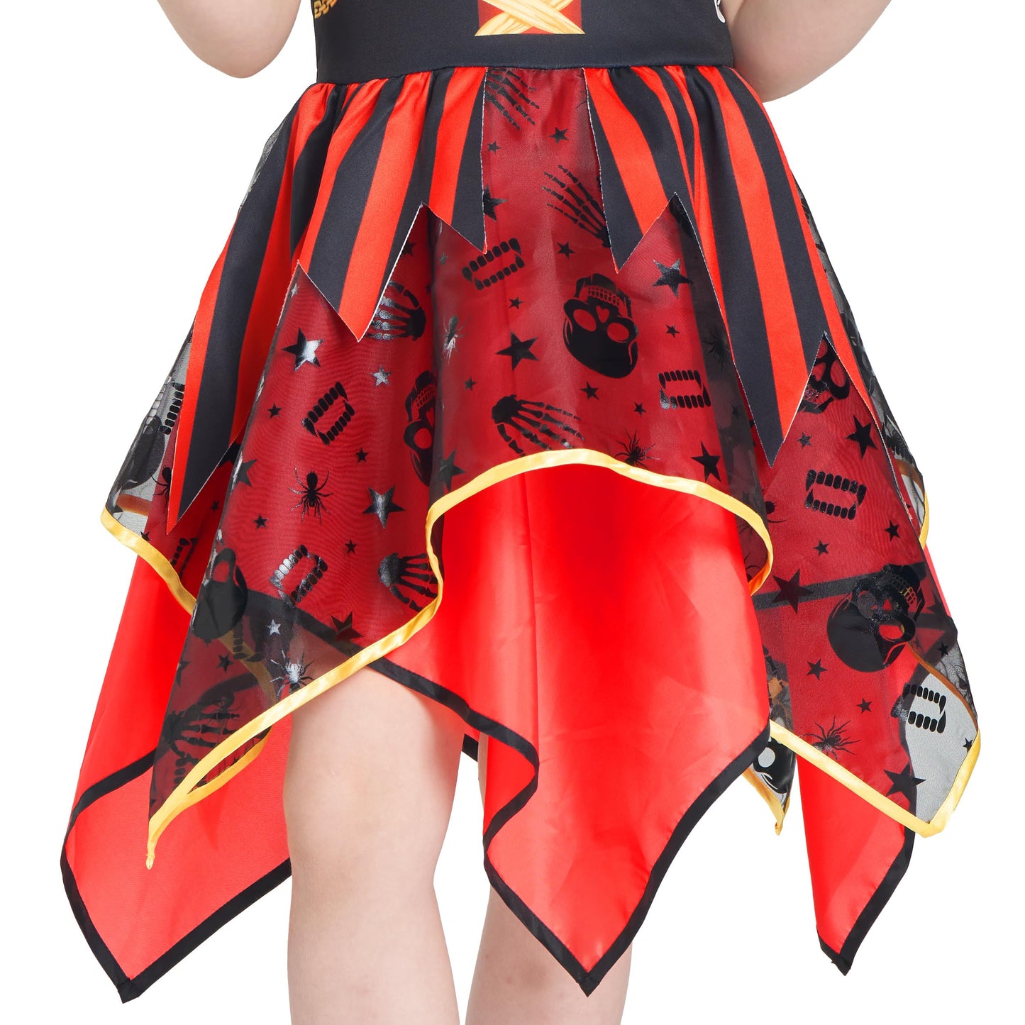 IKALI Girls Pirate Costume with Hat Accessories, Buccaneer Princess Fancy Dress Outfit for Kids 4-6 Years Themed Party Role Play