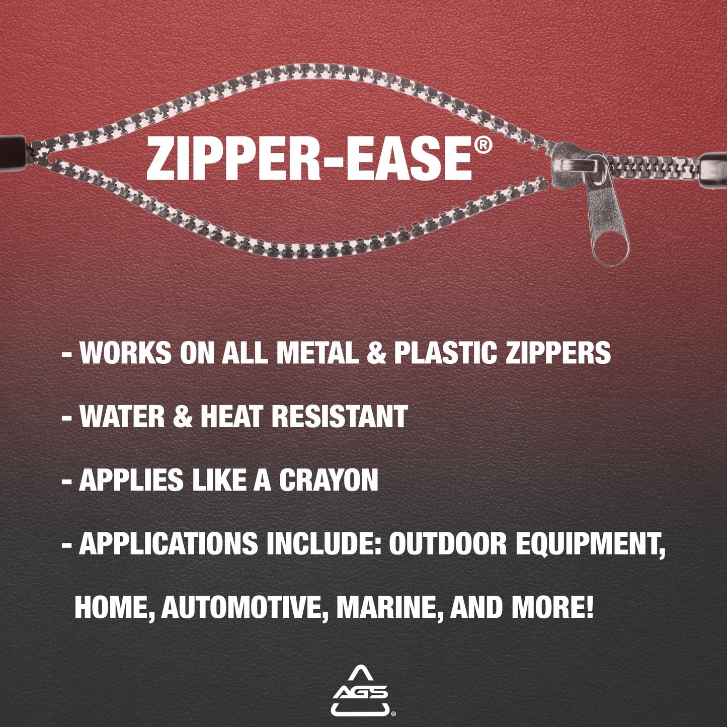 AGS Automotive Solutions Zipper Lubricant Stick - Universal Zipper Lubricant & Protector - 0.43 oz