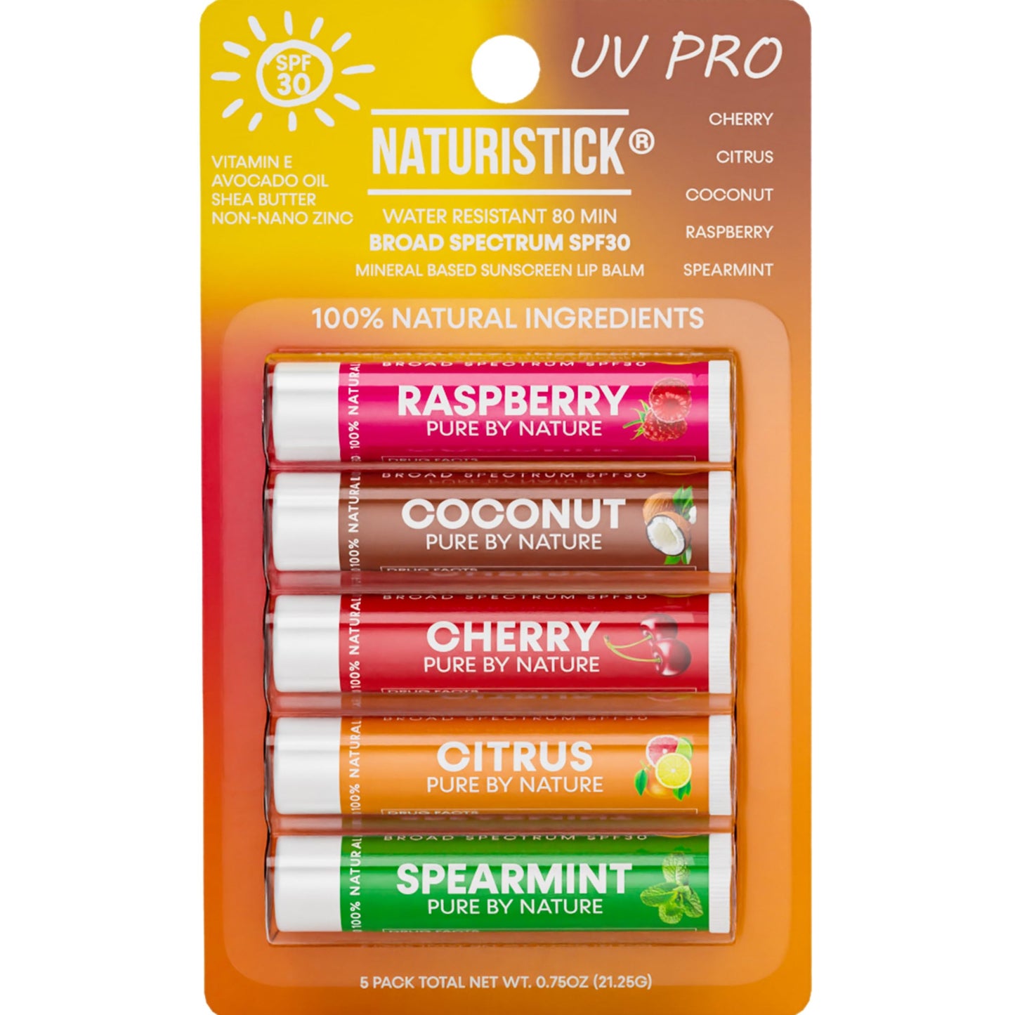 Naturistick SPF 30 Vegan Lip Balm - Mineral Sunscreen with Zinc Oxide | Broad Spectrum UVA/UVB | 100% Natural, Coral-Friendly Fo