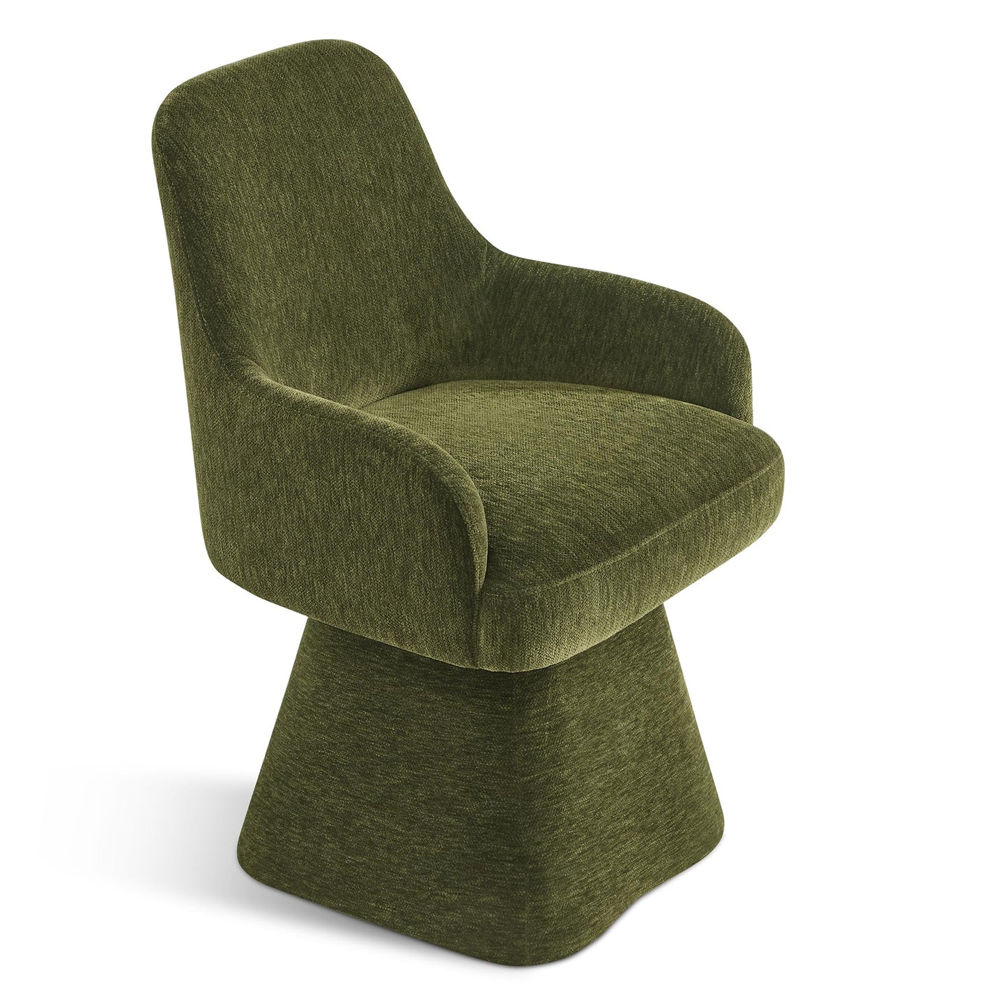 KISLOT Swivel Dining Chair Set of 1, Mid Century Modern Chair Fabric Upholstered Armchair with Armrest & Ergonomic Backrest for Dining Room, Kitchen, Bedroom, Living Room, Green