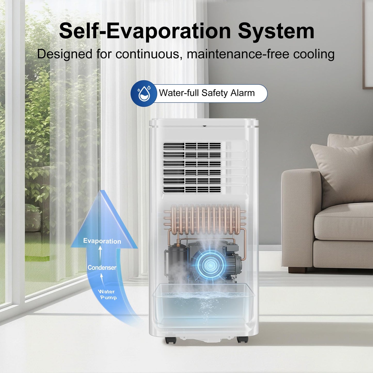 Uthfy 10,000BTU Portable Air Conditioners, 4-in-1 Air Conditioner with Cooling, Fan & Dehumidifier and Sleep, 4 Modes, 24H Timer, Window Kit Included, Portable AC Units for Indoor Room, Bedroom Use