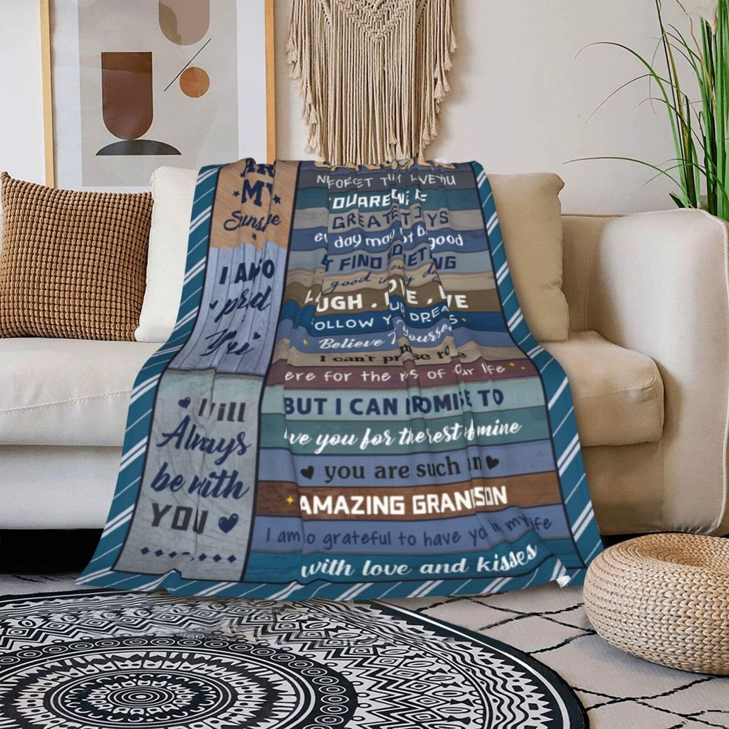 NORGOPRON Grandsons Gifts from Grandma/Grandpa/Grandparents/Nana, Gifts for Grandsons, Grandson Birthday Graduation Gift, to My Best Grandson Gift Throw Blanket 60"x50"