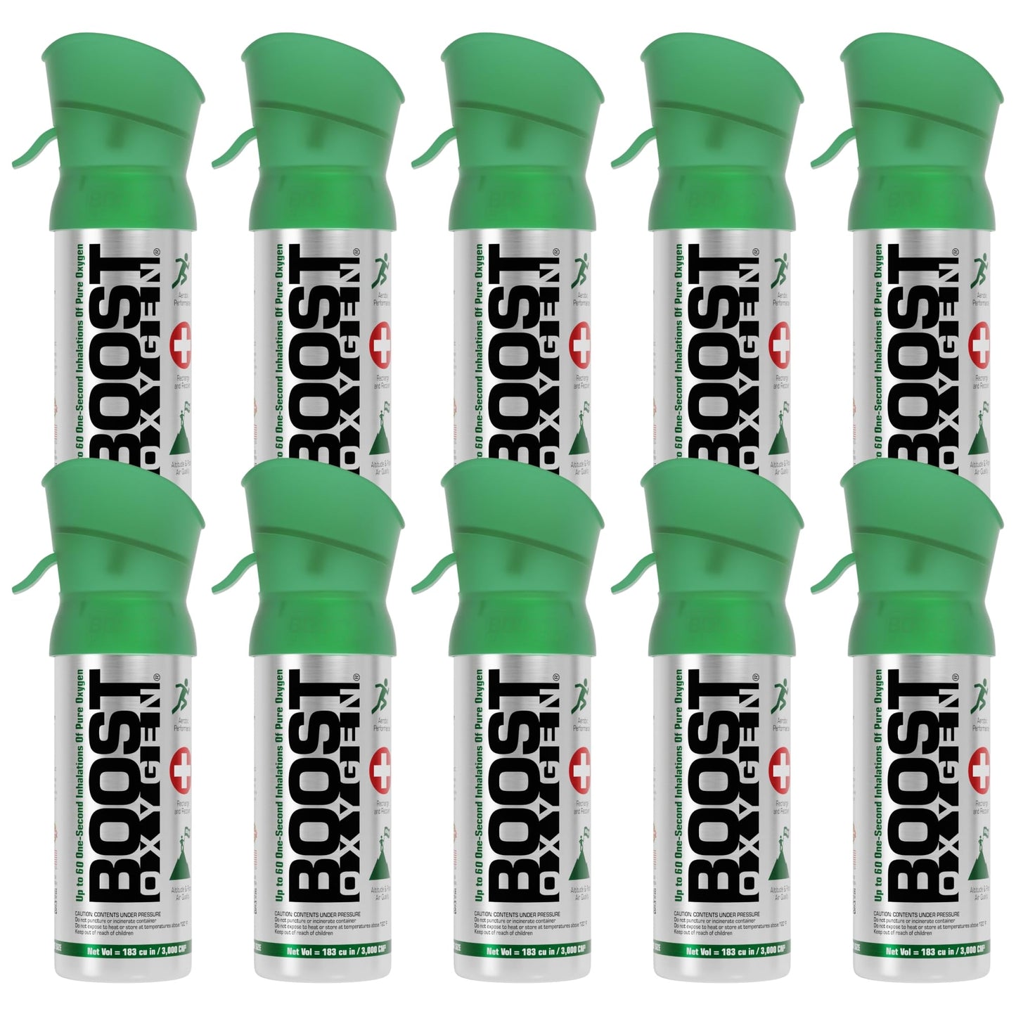 Boost Oxygen Pocket Size Natural 3L Canister | Respiratory Support for Aerobic Recovery, Altitude, Performance & Health (10 Pack)