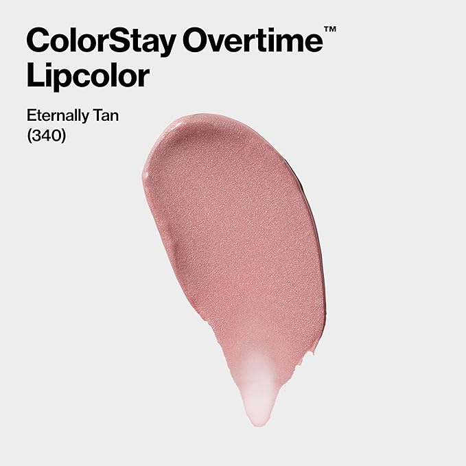 Revlon Liquid Lipstick with Clear Lip Gloss, ColorStay Overtime Lipcolor, Stocking Stuffer for Women, 340 Eternally Tan, 0.07 fl oz