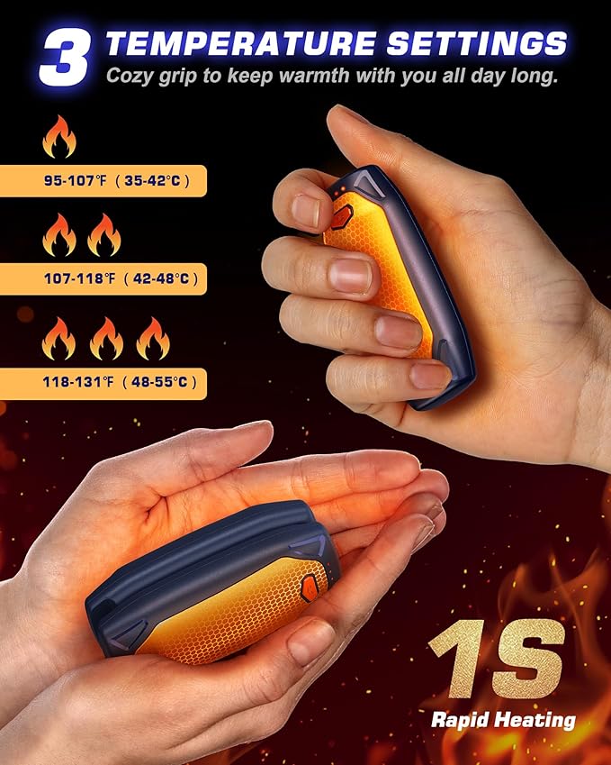 Kesguar Hand Warmers Rechargeable - 2 Pack 14000mAh AI Electric Hand Warmers with Charging Case, Magnetic 2 in 1 Pocket Handwarmers, Portable Heater Gifts for Women/Men/Golf/Camping/Hunting
