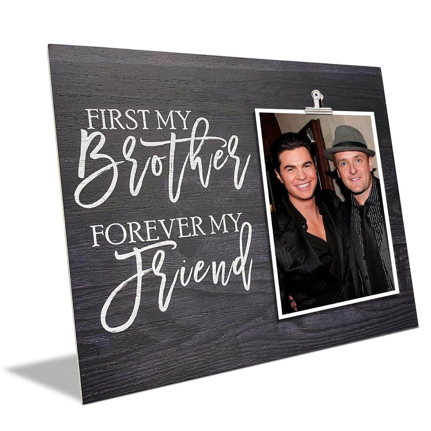 ZENNLAB Brother Picture Frame Holds 4x6 Photo, Rustic Black Wood Frame, 9.84 x 7.87 inches for Brother from Sister